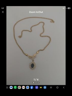 Roaman's Gold-Tone Necklace with Dark Blue Center Stone